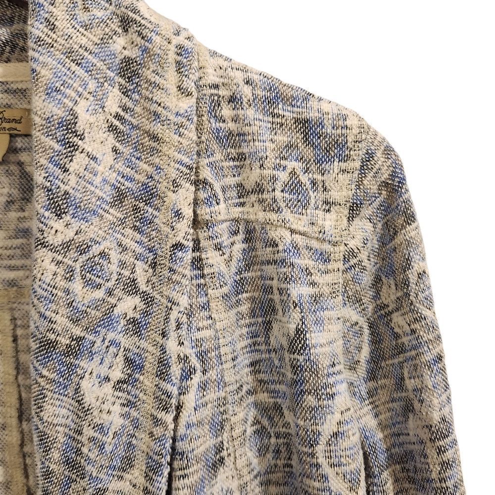 Lucky Brand Heathered Aztec Print Open Waterfall Cardigan Sweater BlueSmall - Picture 3 of 5